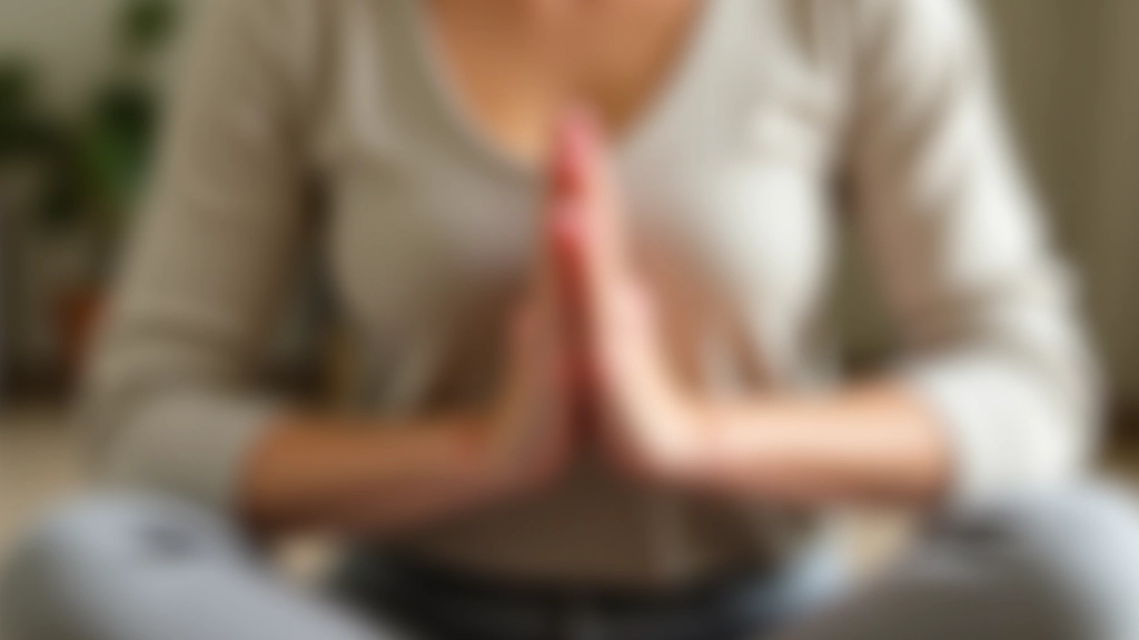 Gros plan sur les mains d'une personne en méditation, respiration consciente, atmosphère calme et concentrée