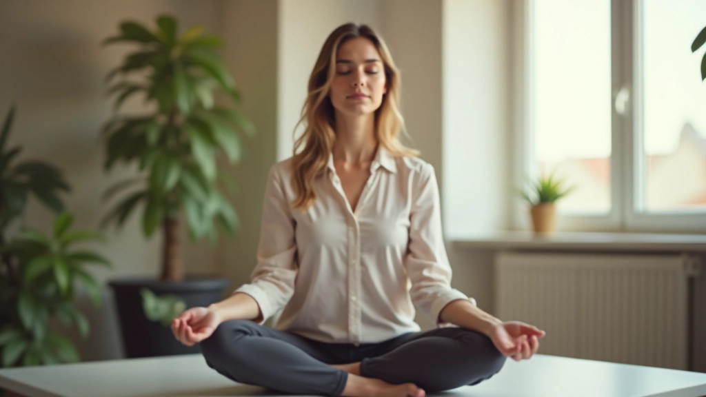 Femme en séance de méditation dans un environnement calme et professionnel